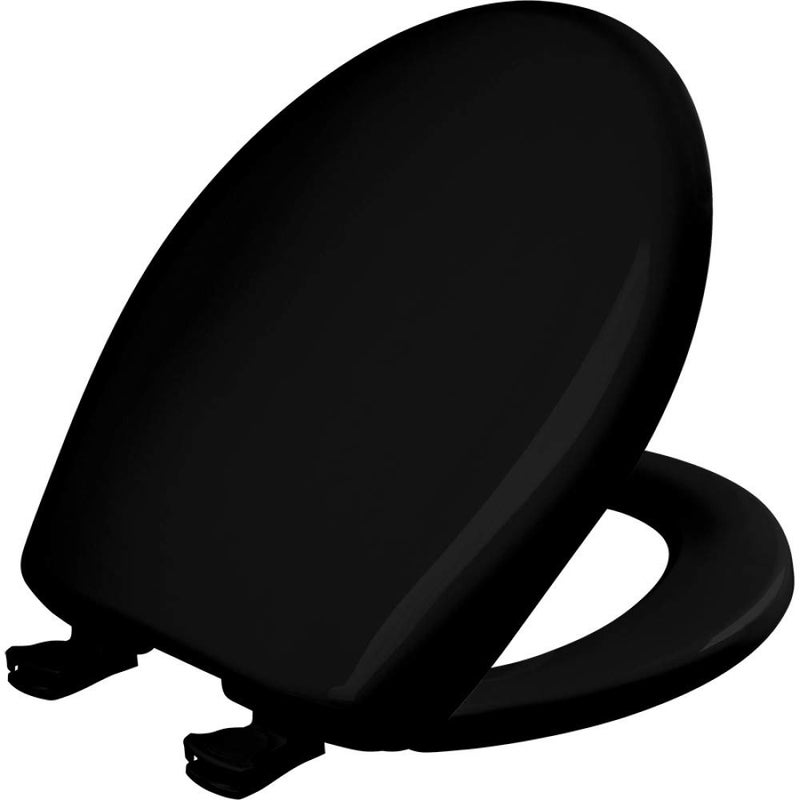 Bemis Classic Colors Slow Close Toilet Seat, Easy Clean Hinges and Durable Plastic Seat, Made in USA, Round, Black - Image 1